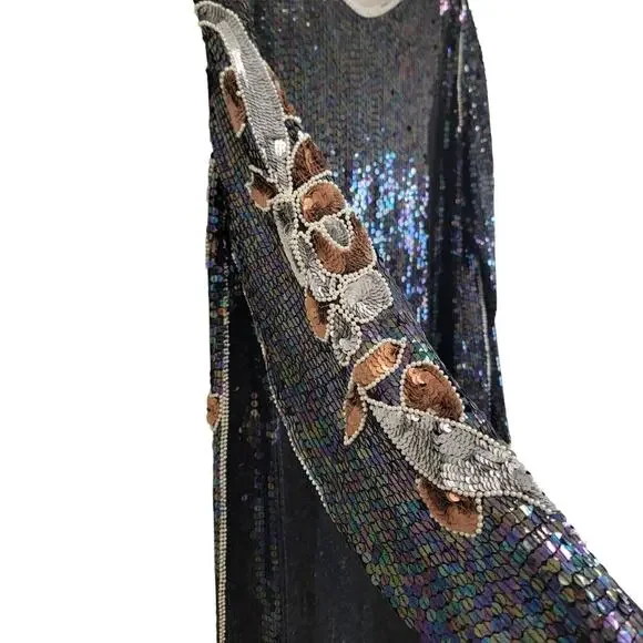 Gorgeous Sequin Sheath Dress | Modest Glam Vintage Silk - Picture 8 of 12